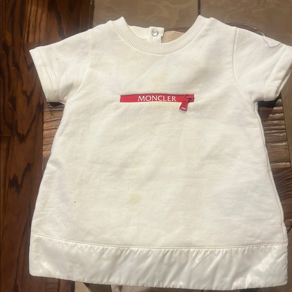 Moncler White and Red Short Sleeve Tee